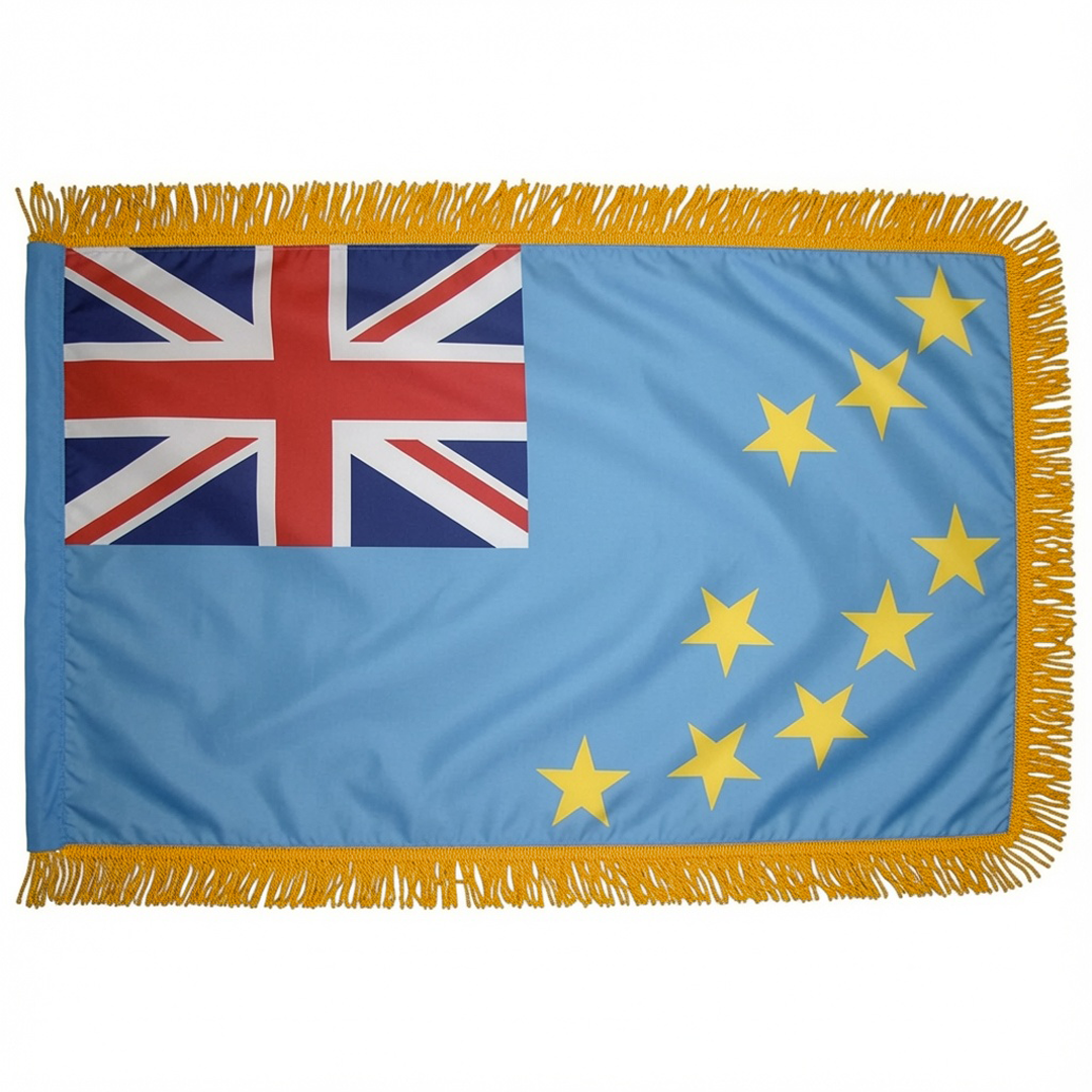 Depiction of Tuvalu indoor pole hem & fringe flag - Gates Flag & Banner