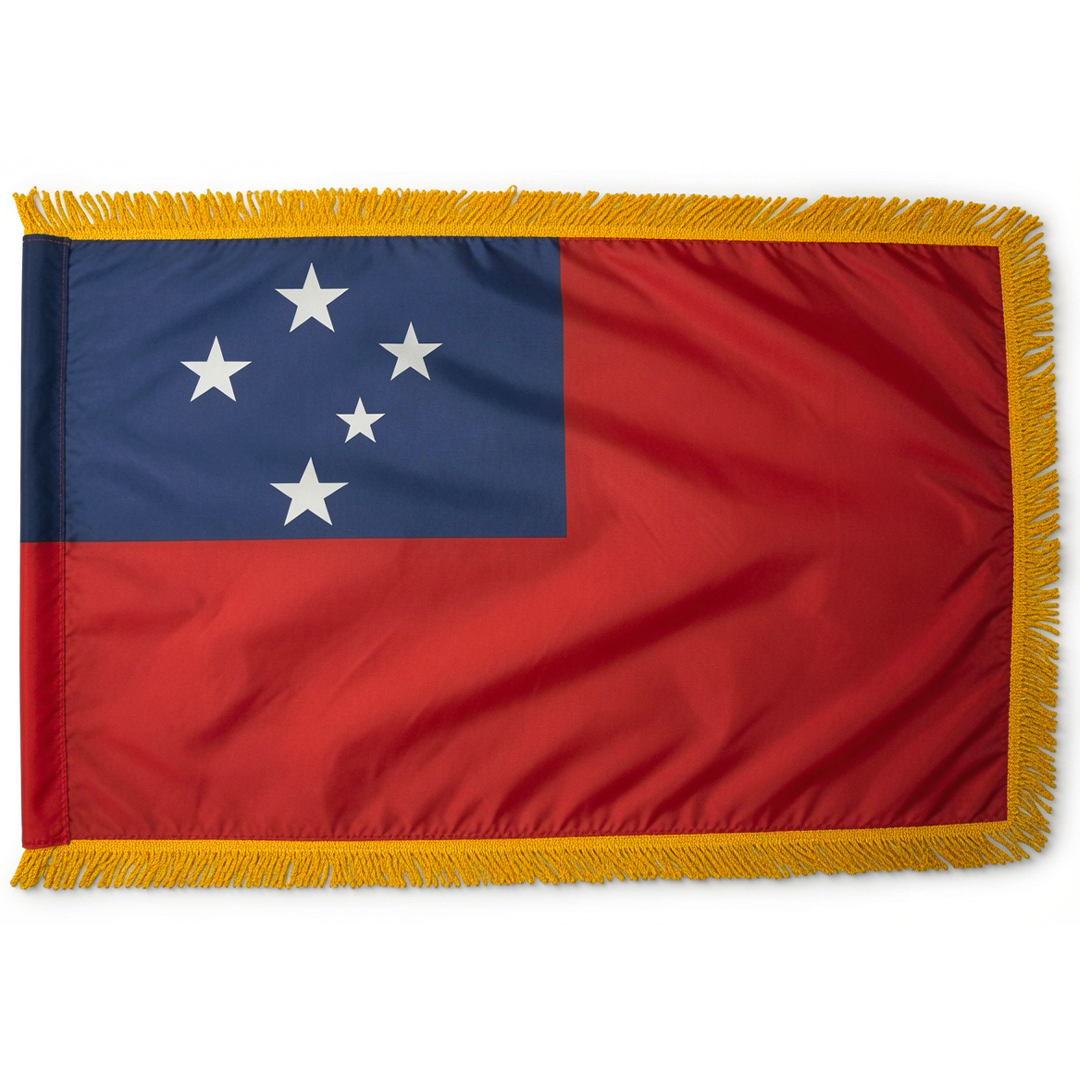 Depiction of Western Samoa indoor pole hem & fringe flag - Gates Flag & Banner