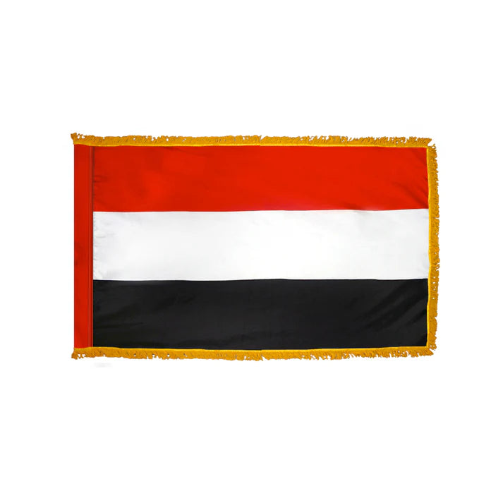 Depiction of Yemen Indoor pole hem fringe Flag - Gates Flag & Banner