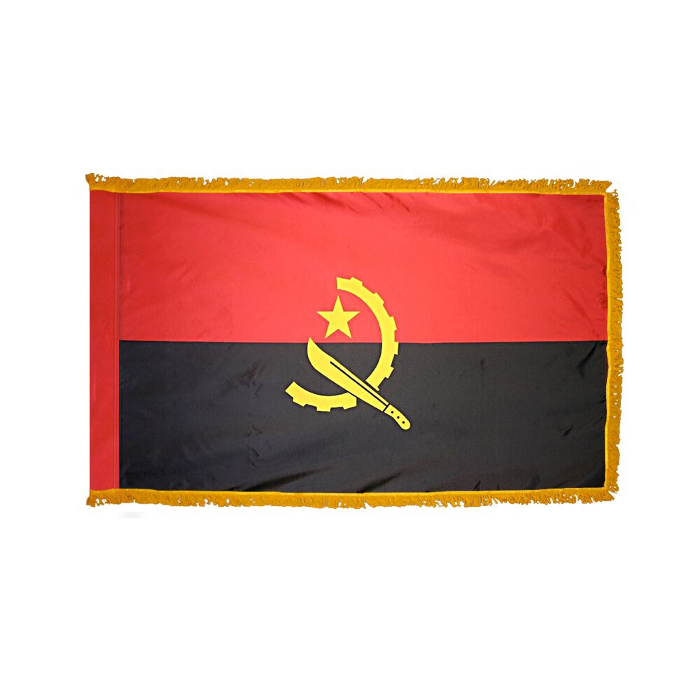 Depiction of Angola Indoor pole hem fringe Flag - Gates Flag & Banner