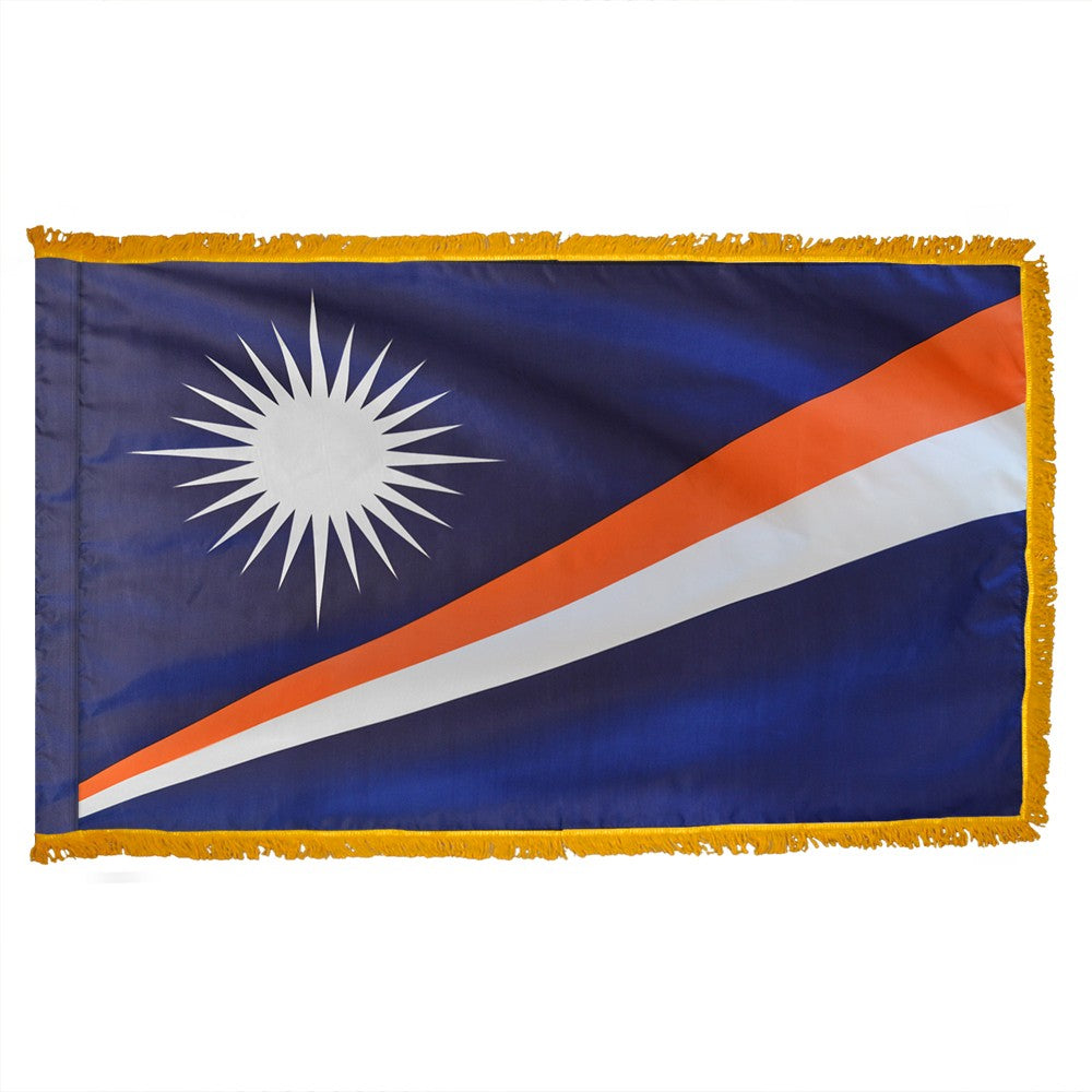 Depiction of Marshall Islands Indoor pole hem fringe Flag - Gates Flag & Banner
