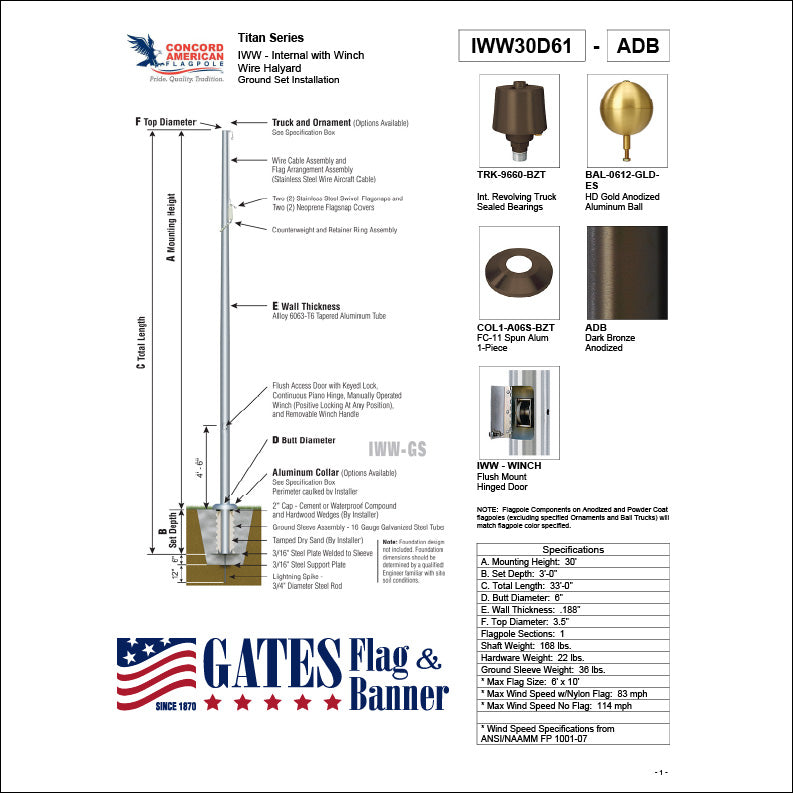 30ft Residential Aluminum Flagpole