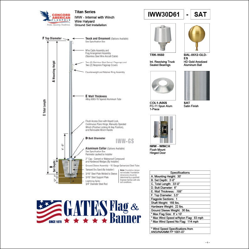 30ft Residential Aluminum Flagpole