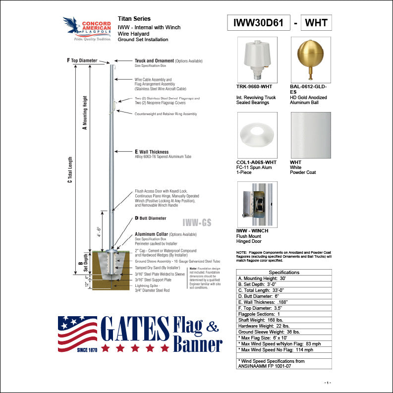 30ft Residential Aluminum Flagpole