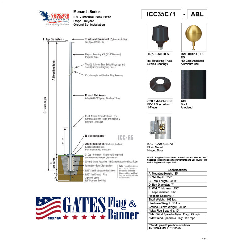 35ft Residential Aluminum Flagpole