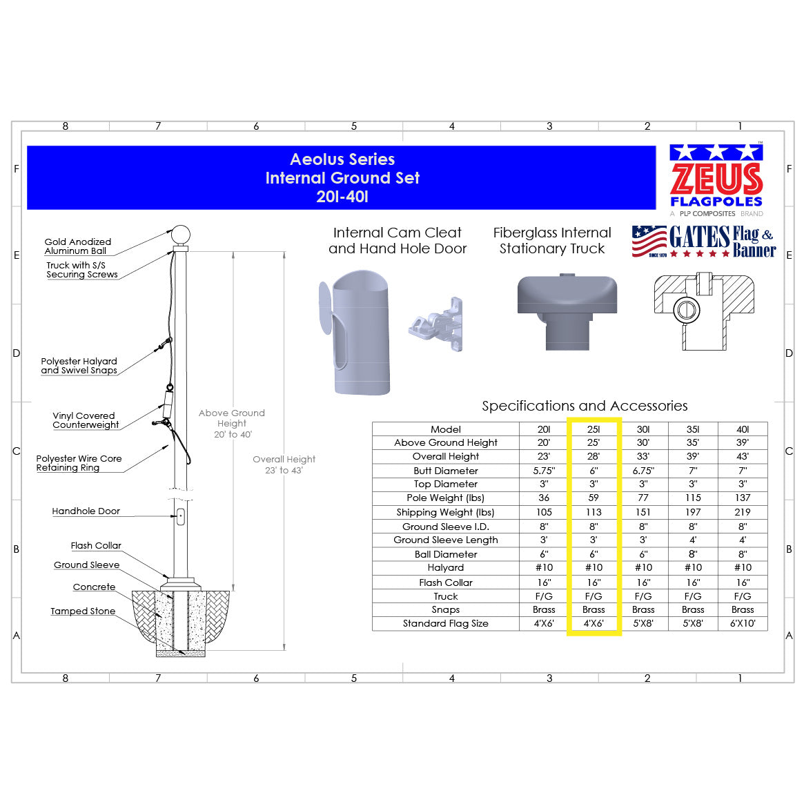 25ft Residential Fiberglass Flagpole