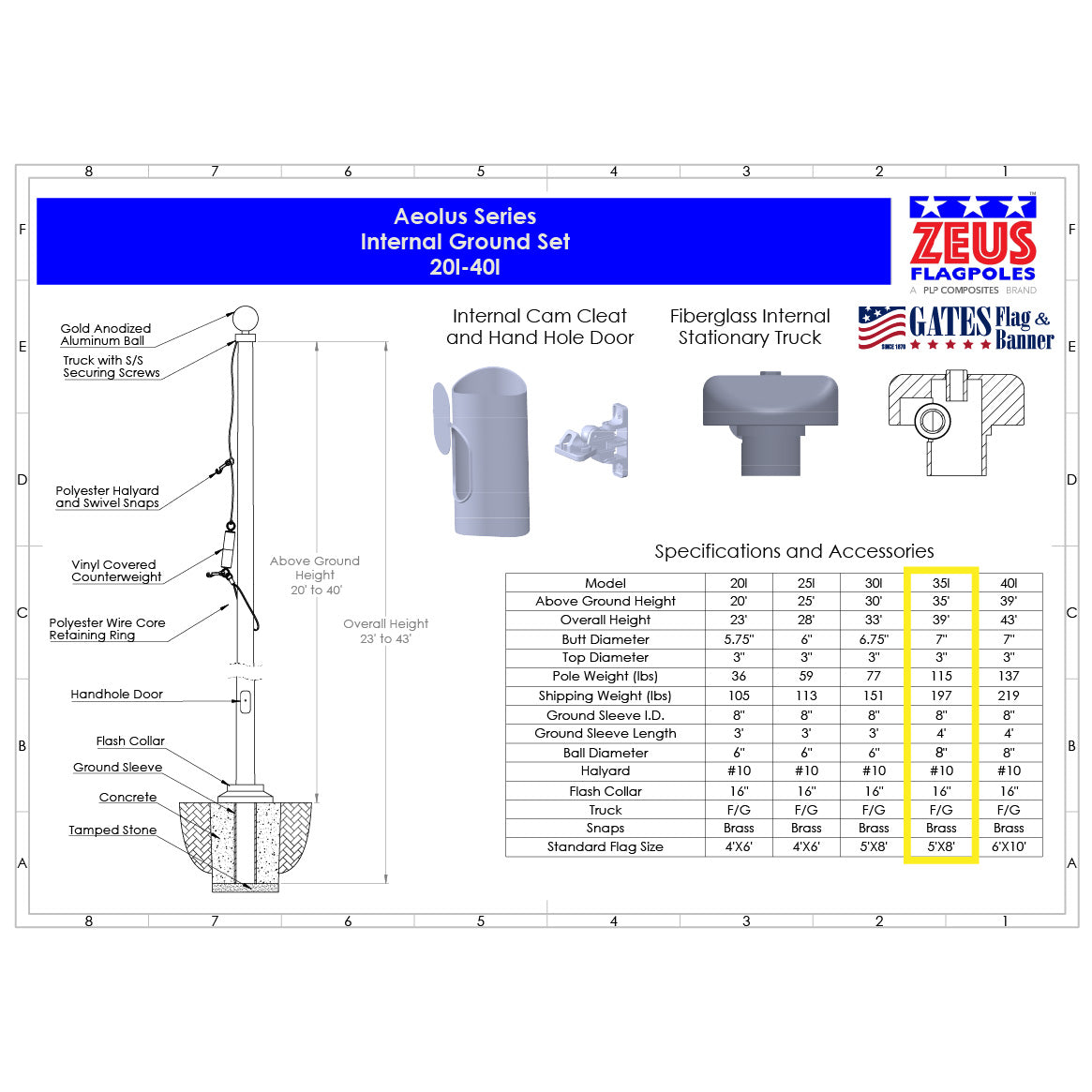 35ft Residential Fiberglass Flagpole