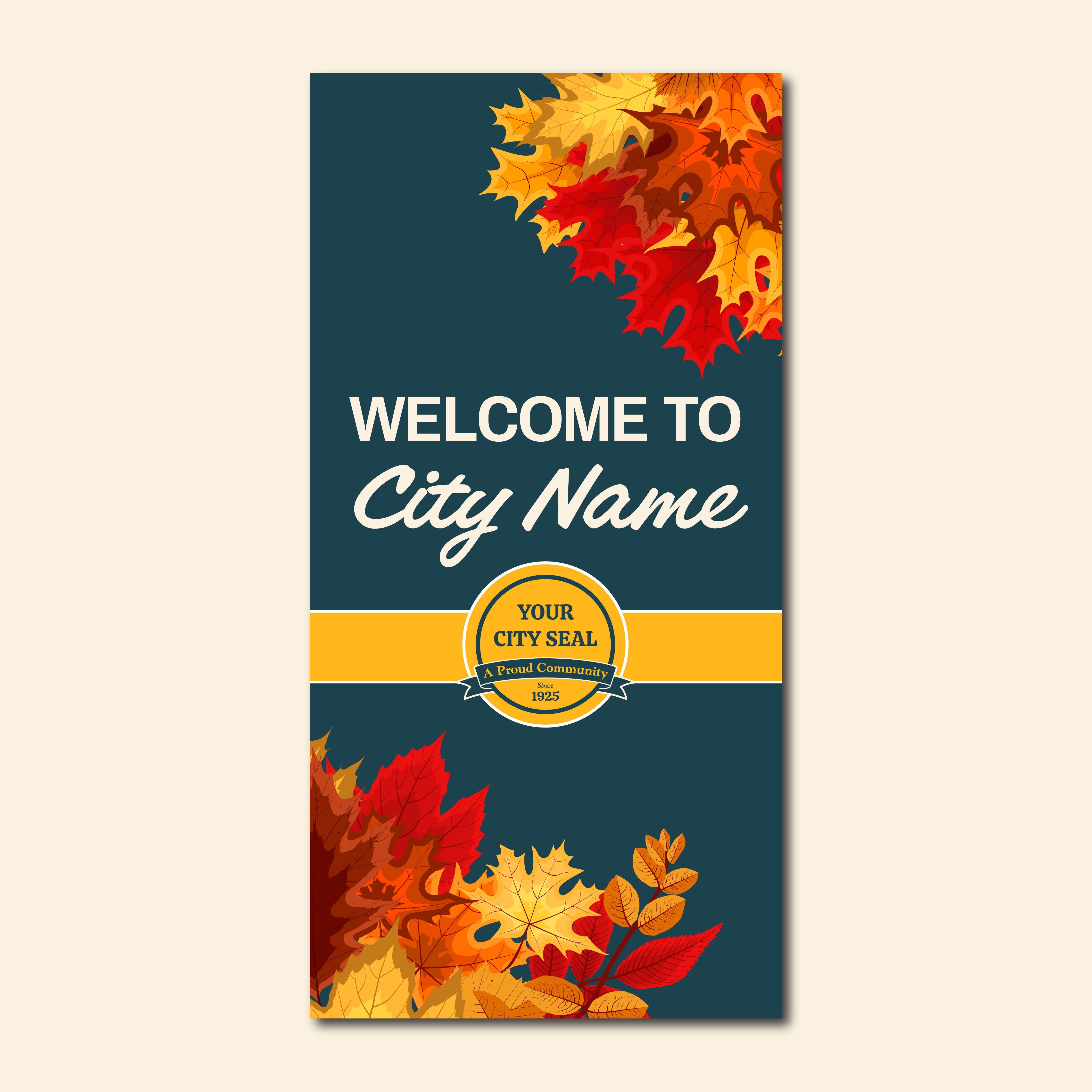 Autumn Seasonal Banner - Blue Leaves