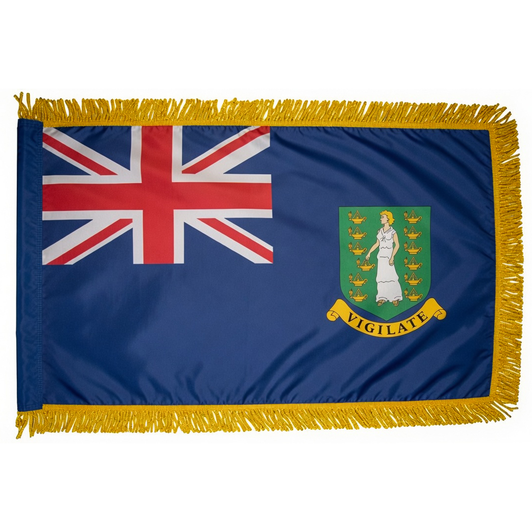 Depiction of British Virgin Islands indoor pole hem & fringe flag - Gates Flag & Banner