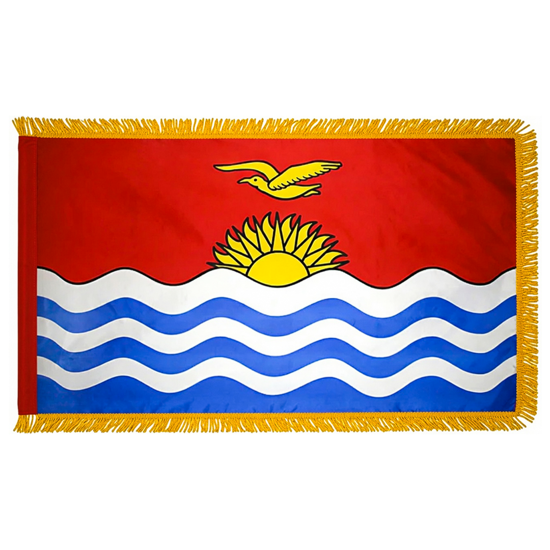 Depiction of Kirabati indoor pole hem & fringe flag - Gates Flag & Banner