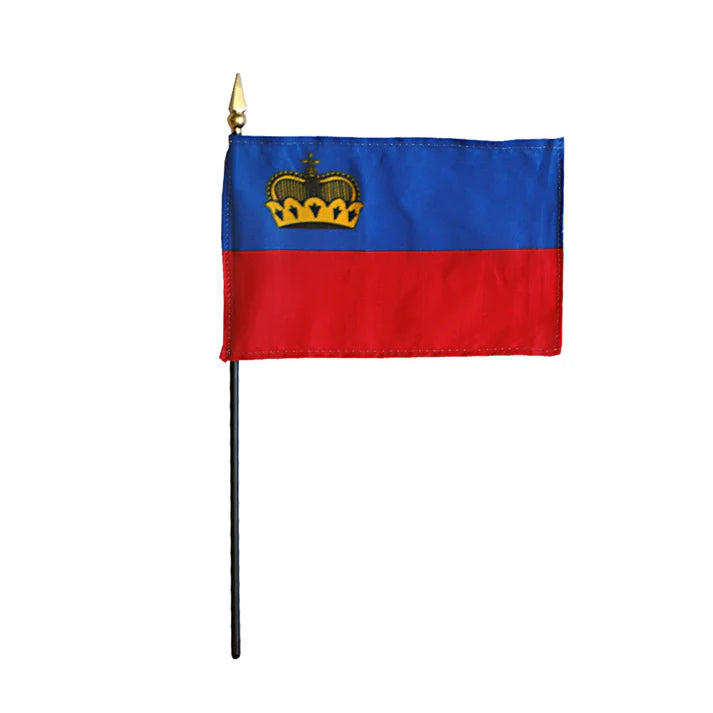 Depiction of Liechenstein Stick Flag - Gates Flag & Banner 