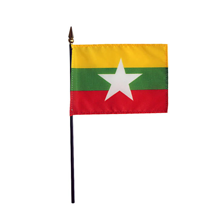 Depiction of Myanmar (Burma) Stick Flag - Gates Flag & Banner 