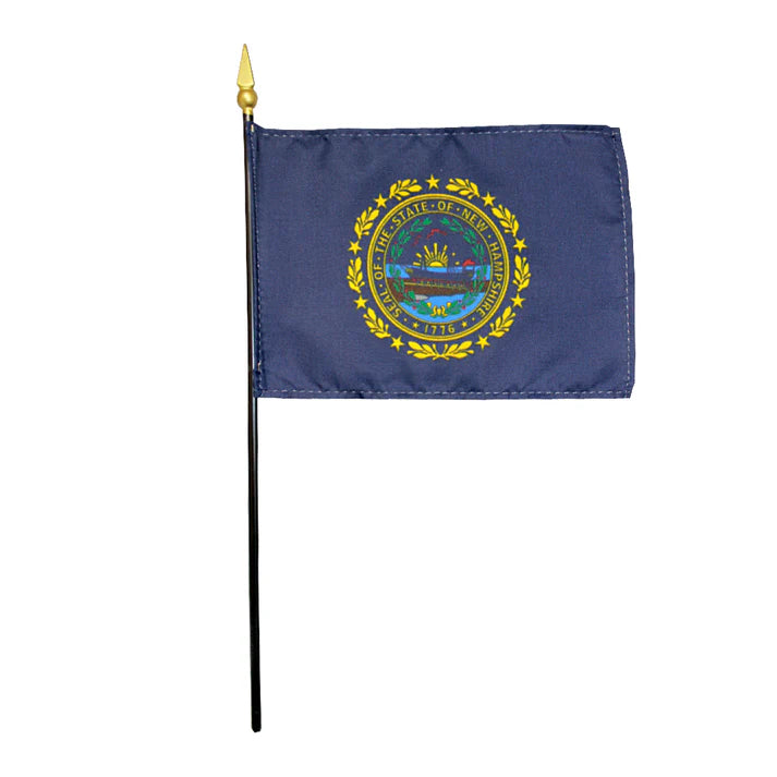 Depiction of New Hampshire State Stick Flag - Gates Flag & Banner 