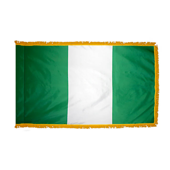Depiction of Nigeria Indoor pole hem fringe Flag - Gates Flag & Banner 
