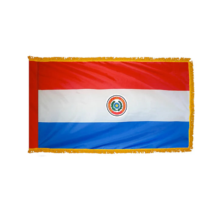 Depiction of Paraguay Indoor pole hem fringe Flag - Gates Flag & Banner 