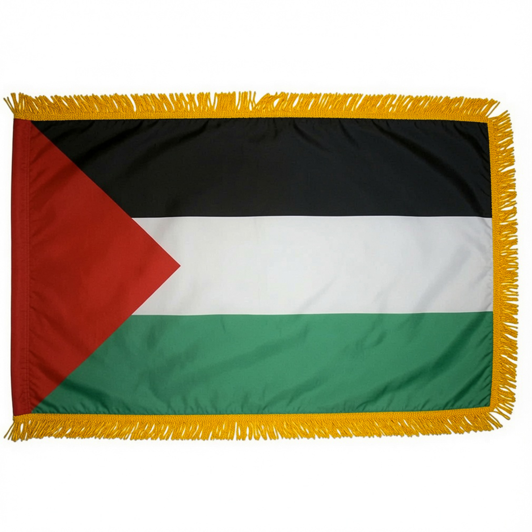 Depiction of Palestine pole hem & fringe flag - Gates Flag & Banner