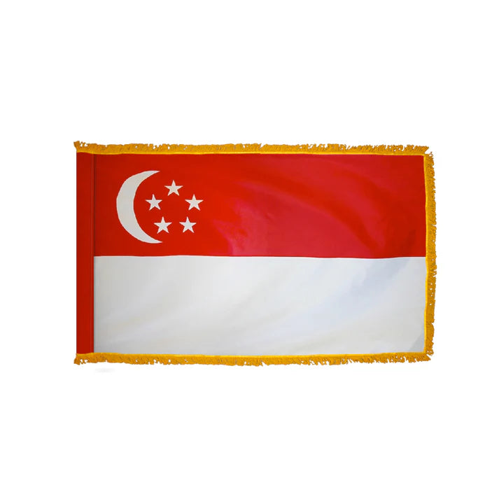 Depiction of Singapore Indoor pole hem fringe Flag - Gates Flag & Banner