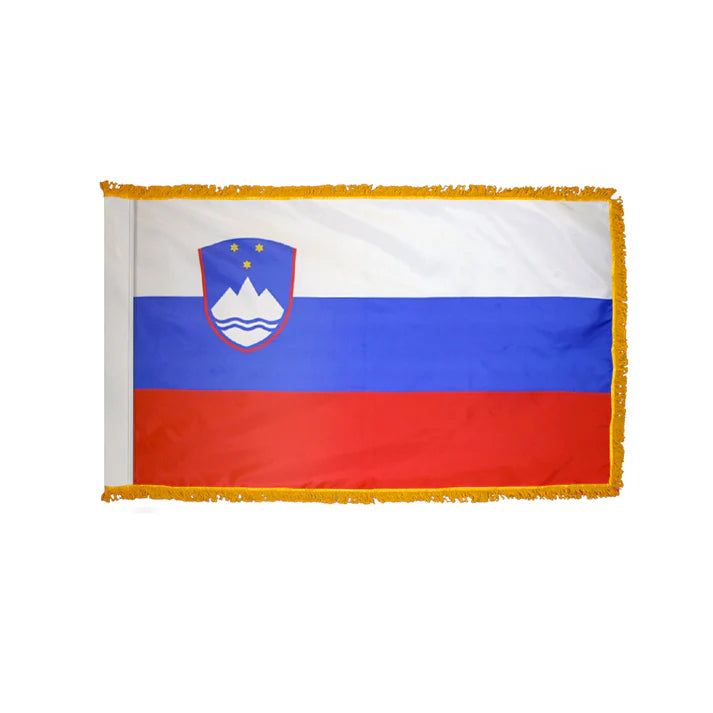 Depiction of Slovenia Indoor pole hem fringe Flag - Gates Flag & Banner 