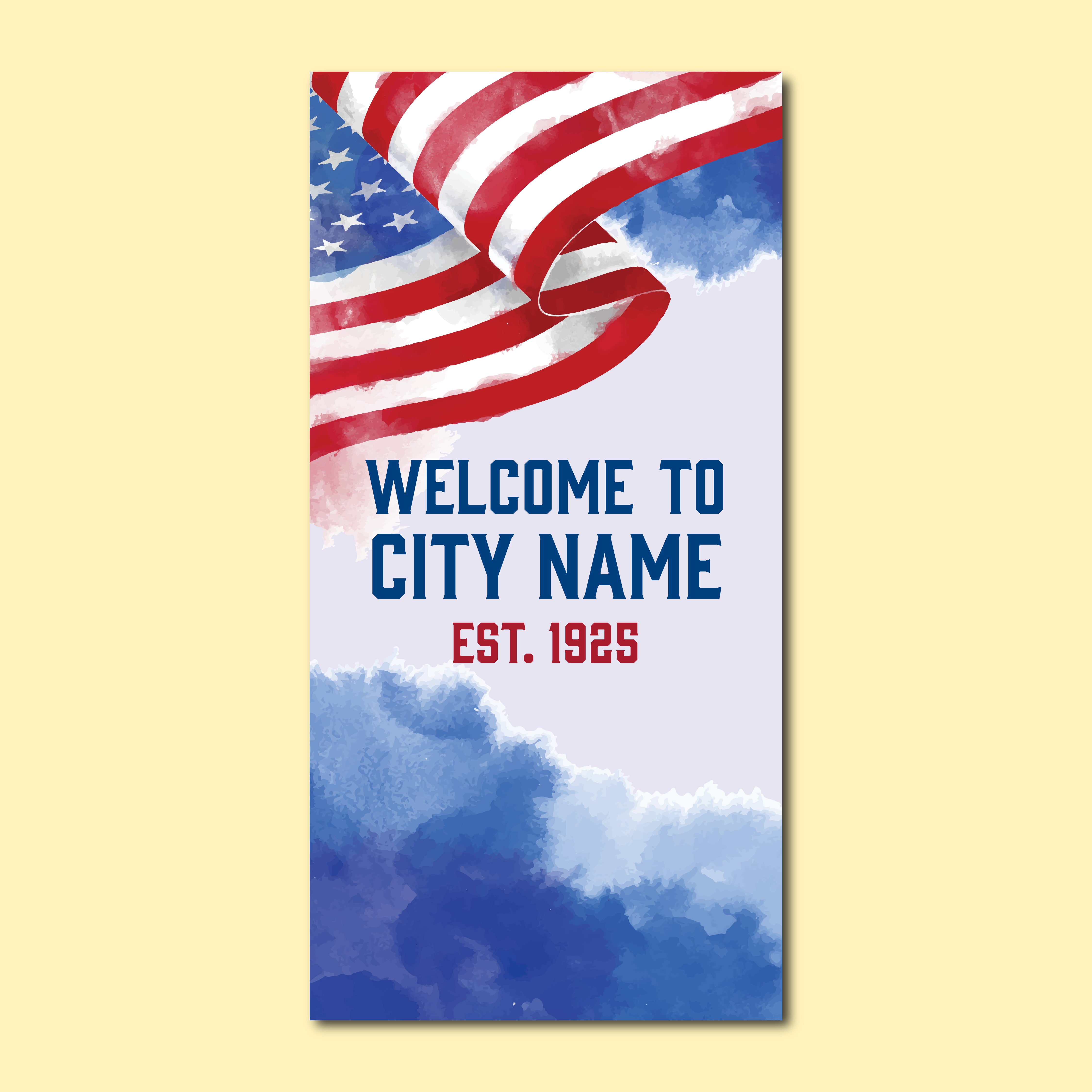 Patriotic Seasonal Banner - Watercolor Welcome
