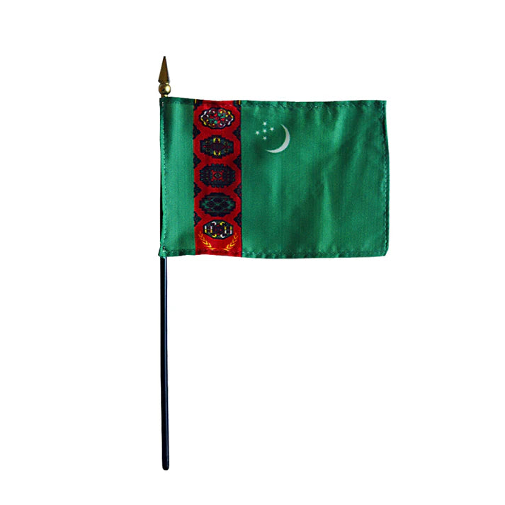 Depiction of Turkmenistan Stick Flag - Gates Flag & Banner 