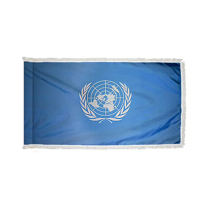 Depiction of United Nations Indoor pole hem fringe Flag - Gates Flag & Banner 