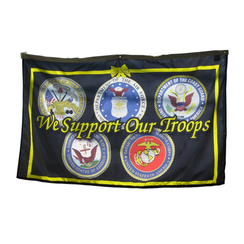 We Support Our Troops - 5 Branches Banner - Gates Flag & Banner 