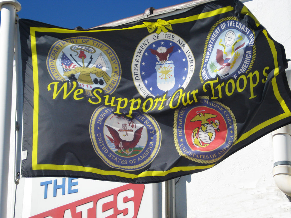 We Support Our Troops - 5 Branches Flag